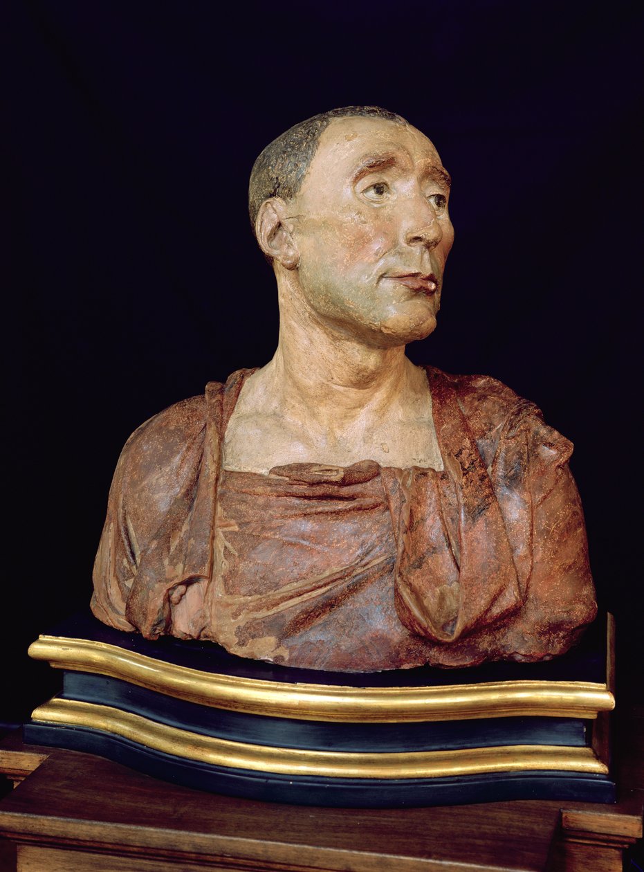 Portrétní busta Niccolo da Uzzano (1359-1431) (polychromovaná terakota) od Donatello