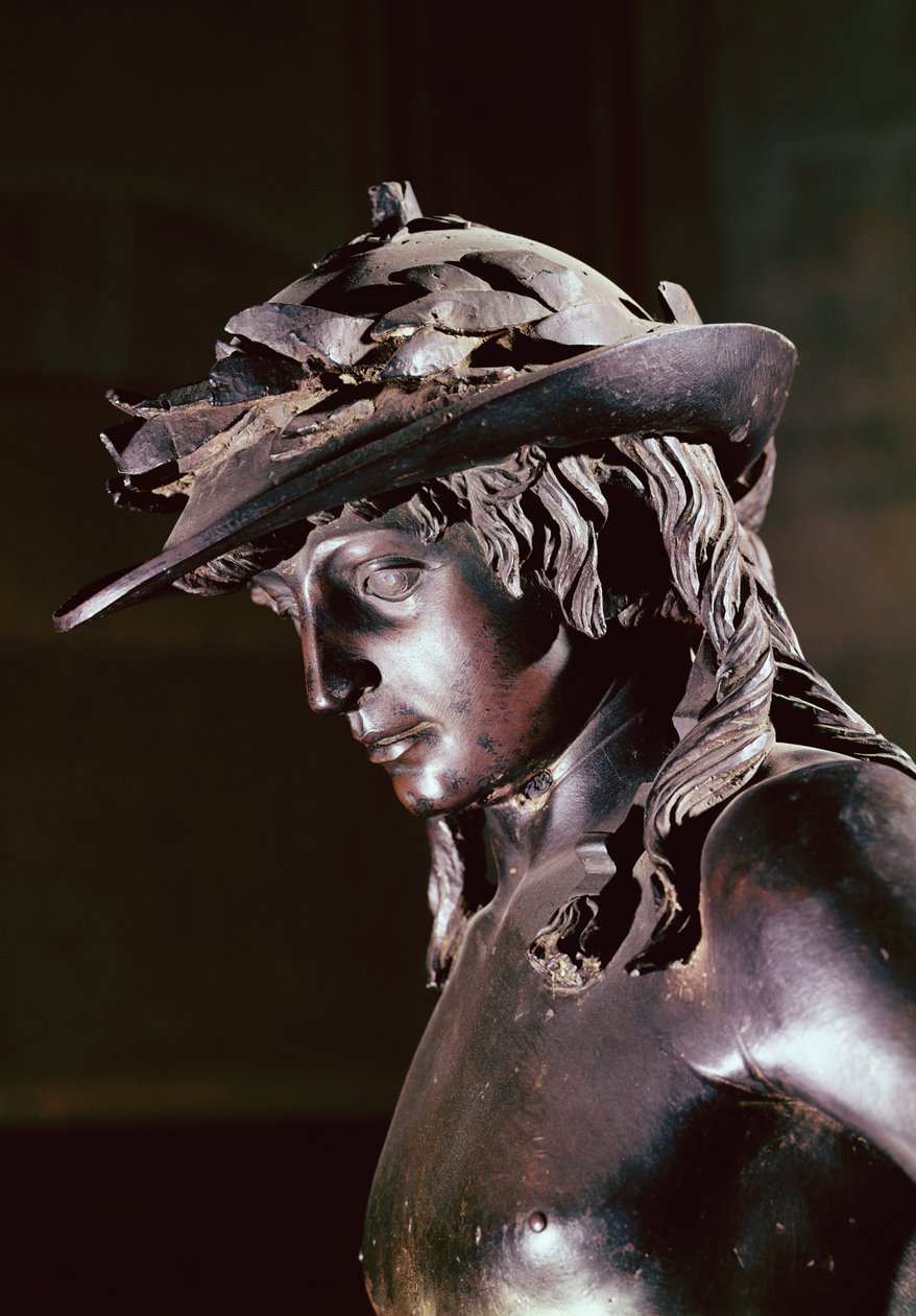 David, detail hlavy, cca 1440 (bronz) (viz také 119169) od Donatello