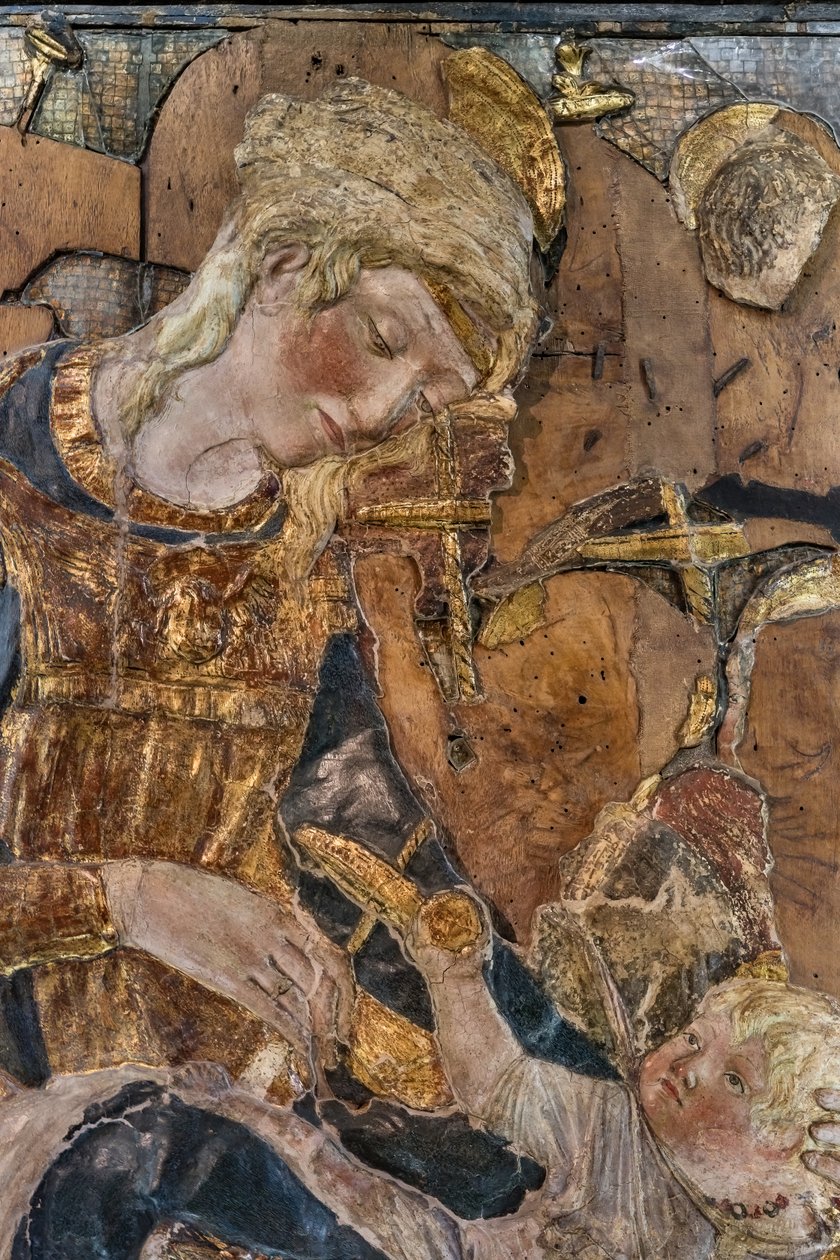 Madona s dítětem a anděly, před rokem 1443 (polychromovaný štuk) od Donatello