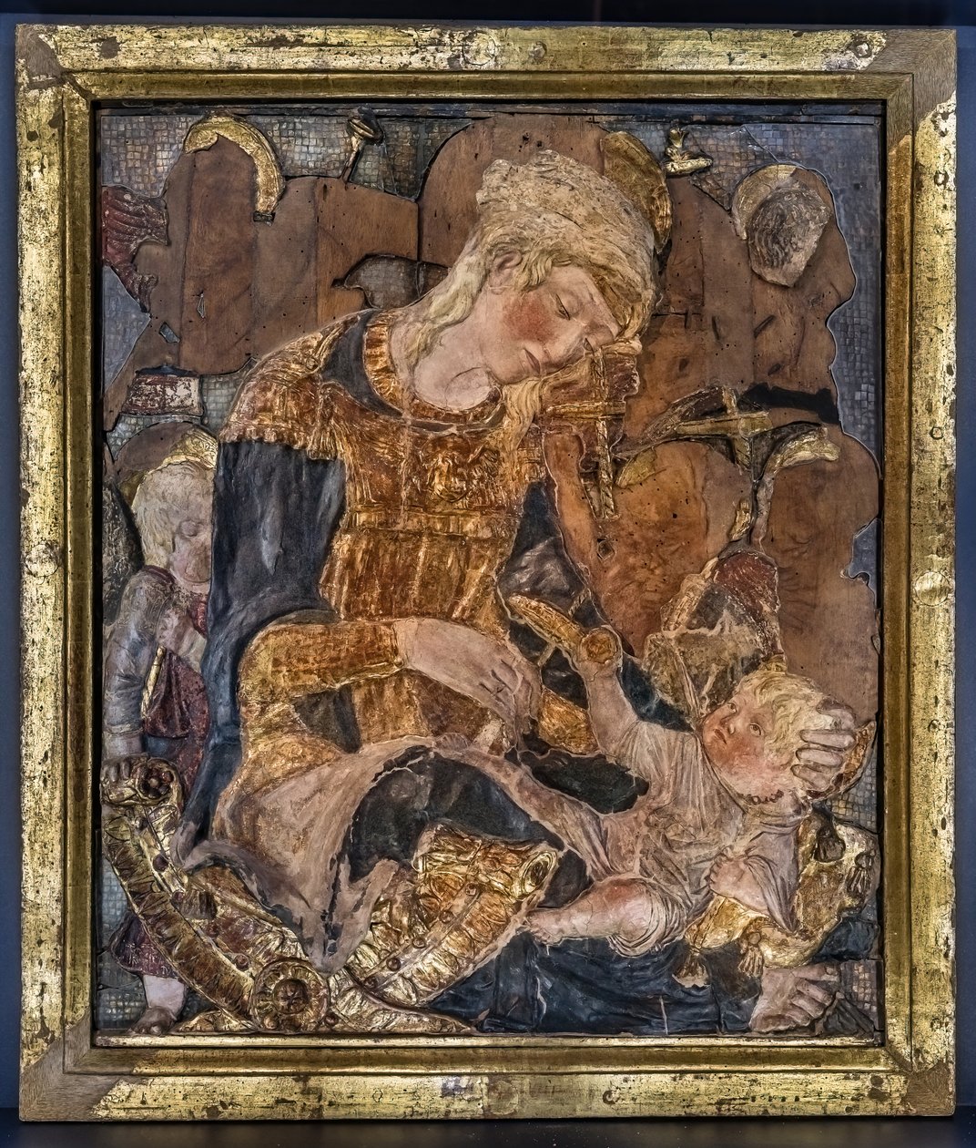 Madona s dítětem a anděly, před rokem 1443 (polychromovaný štuk) od Donatello