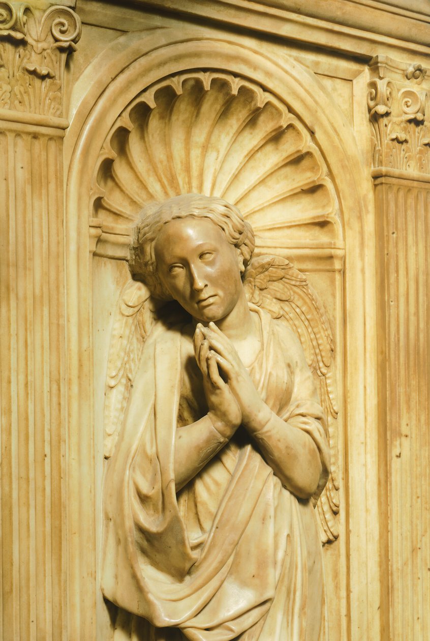 Jedna ze tří teologických ctností, detail z Mauzolea antipapeže Jana XXIII., od Donatella (1386-1466), Baptisterium San Giovanni Battista, Florencie. Itálie od Donatello