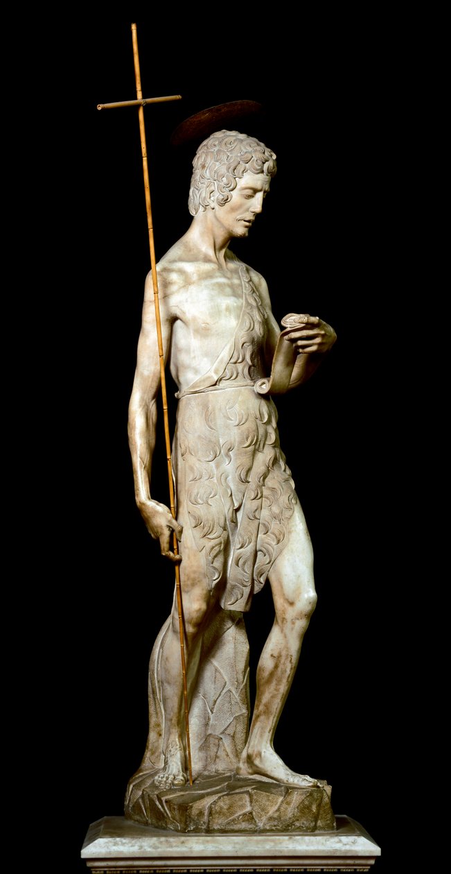 Mramorová socha svatého Jana Křtitele od Donatella (Donato di Niccolo Bardi od Donatello