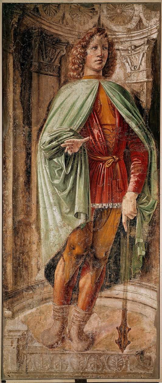Mladý muž v klubu Cycle of the Men of Arms z rodiny Panigaroly. Freska od Donato Bramante (1444-1514) Brera Art Gallery, Milán od Donato Bramante