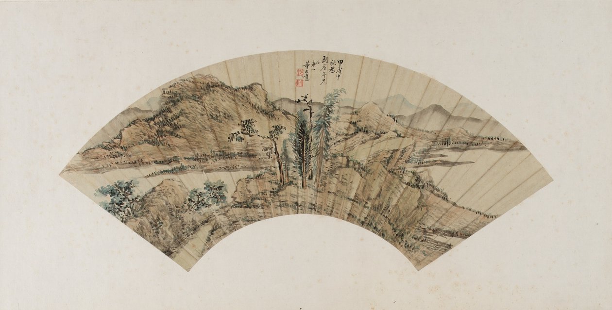 Horská krajina, dynastie Qing, 1754 (inkoust a barva na papíře) od Dong Bangda