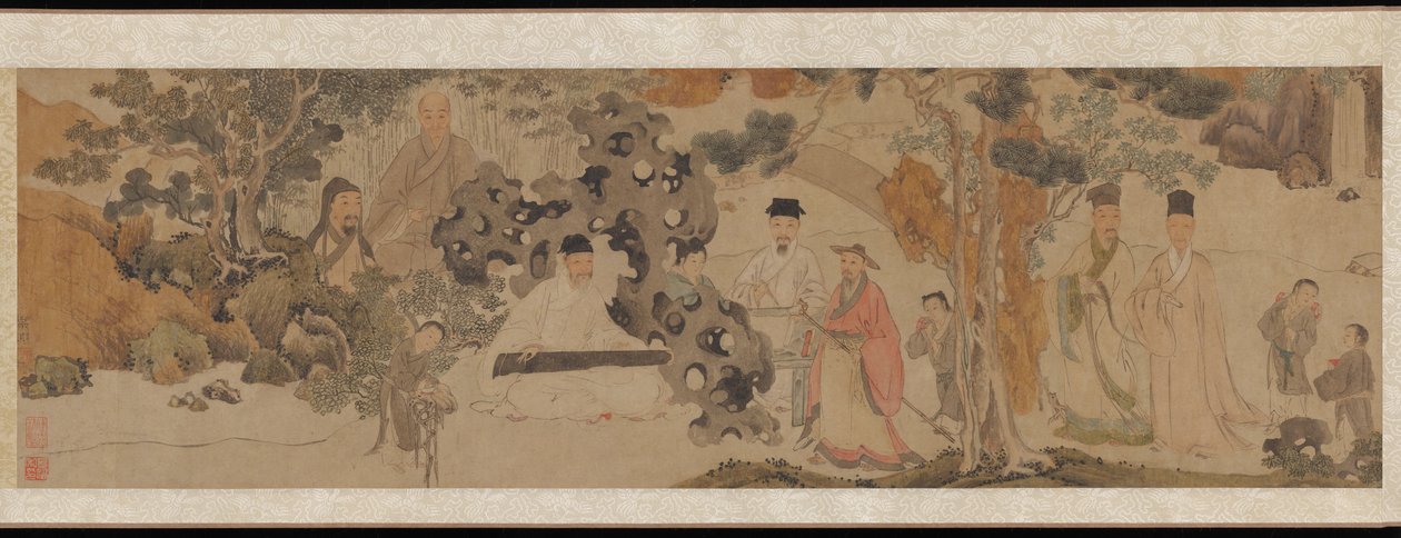 Exalted Gathering in the Green Woods, cca 1620 (inkoust a barva na papíře) od Dong Qichang