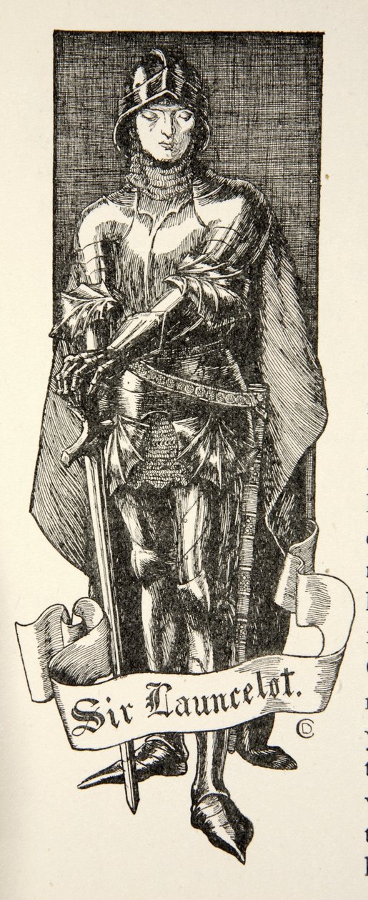 Sir Launcelot, ilustrace z knihy Beatrice Clayové "Příběhy krále Artuše a kulatého stolu", 1. vydání, 1905. od Dora Curtis