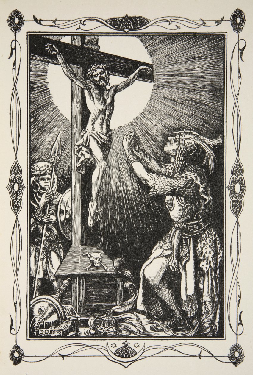 Konverze sira Palamidese, ilustrace z „Příběhů krále Artuše a kulatého stolu“ od Beatrice Clayové, 1. vydání, 1905 od Dora Curtis