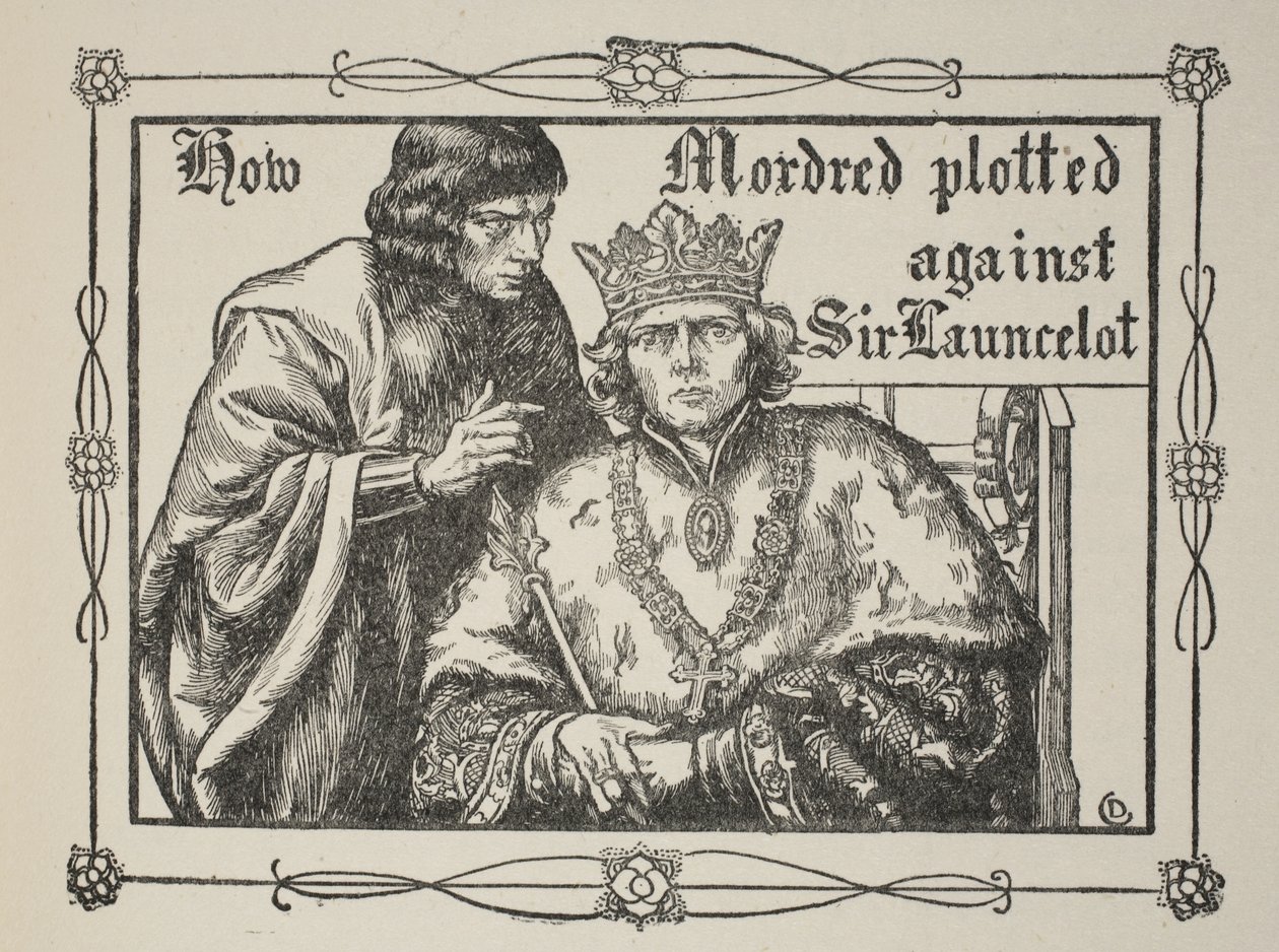 Jak Mordred spikl proti siru Launcelotovi, ilustrace z 