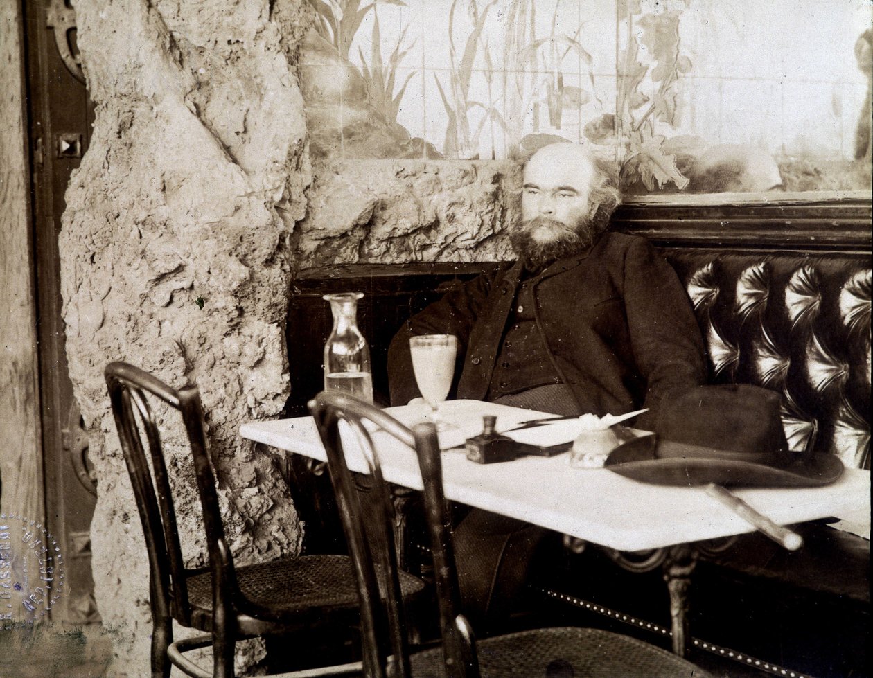 Verlaine v bistru popíjející absint od Dornac