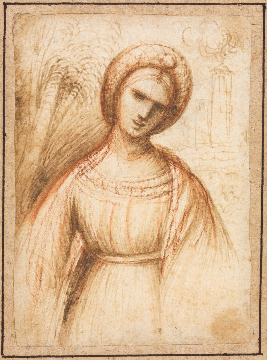 Dáma v krajině recto, profil staré ženy v délce poprsí, c. 1521. od Dosso Dossi