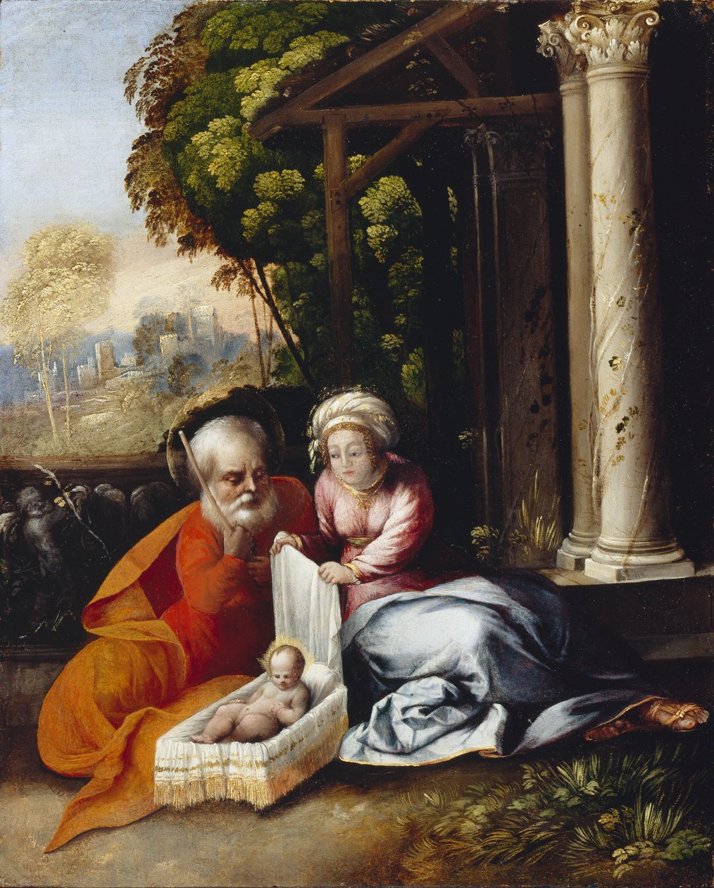 Svatá rodina, kolem roku 1516 (olej na dřevěné desce) od Dosso Dossi