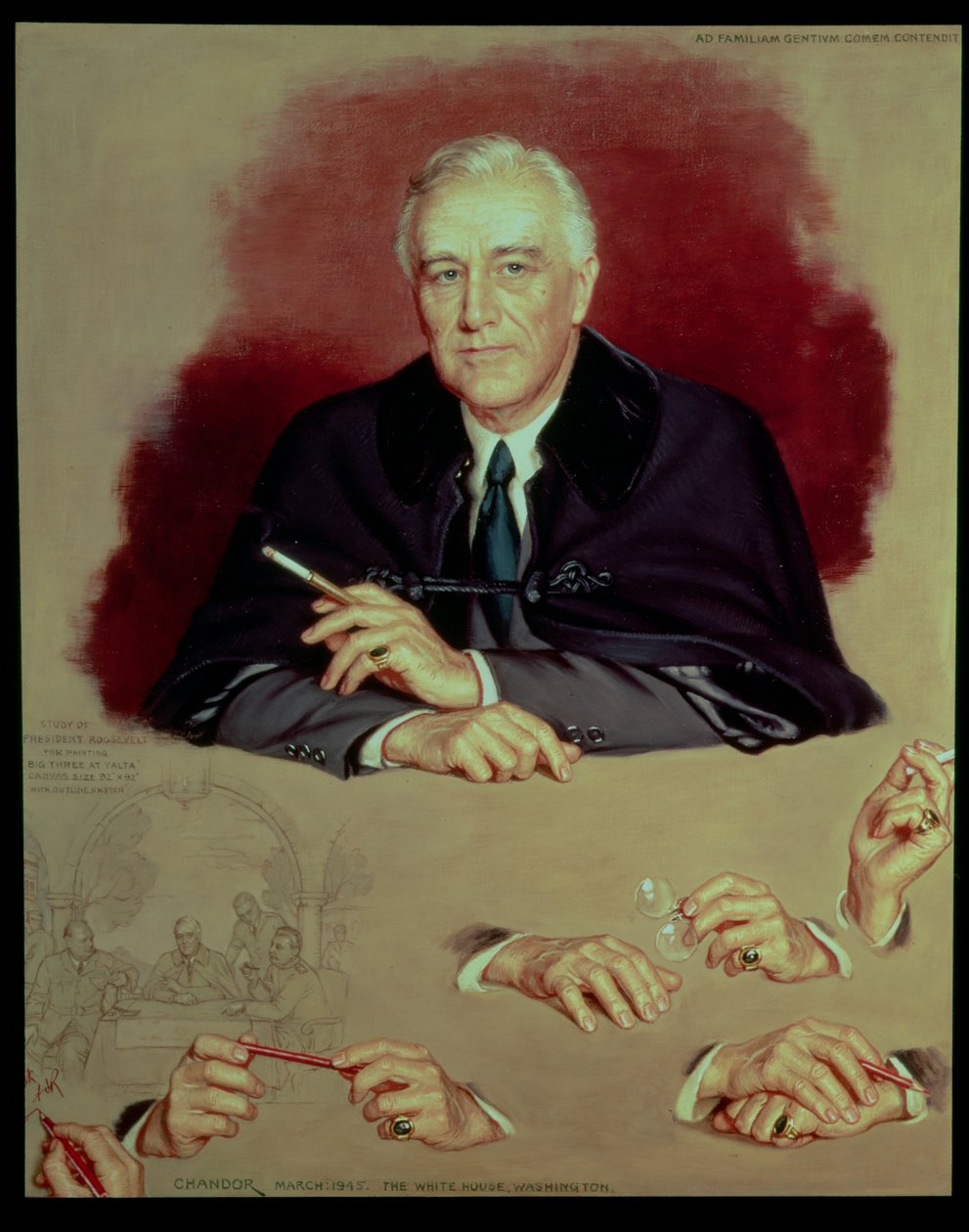 Studie Franklina Delano Roosevelta pro obraz "Velká trojka na Jaltě od Douglas Chandor