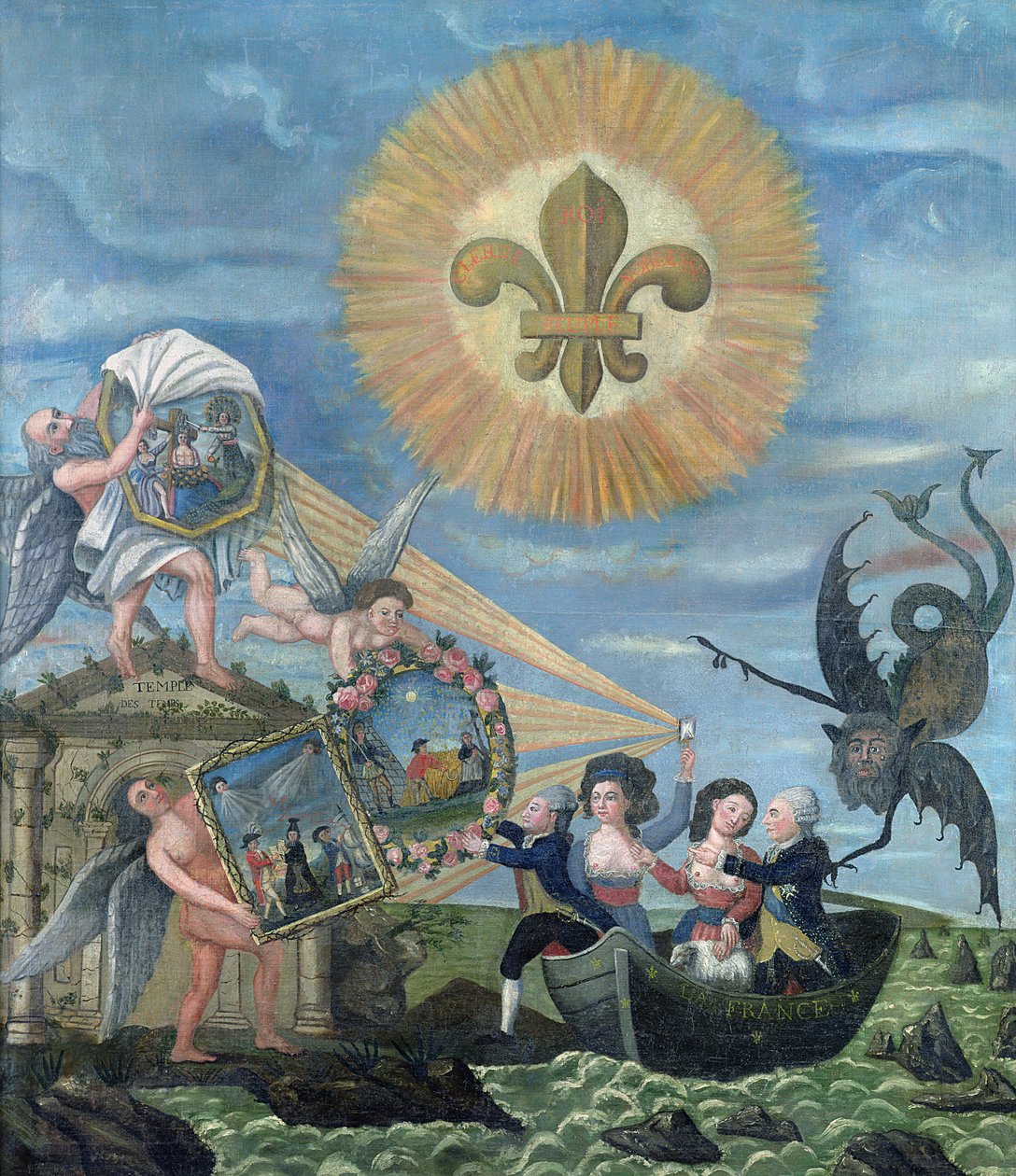 Naděje štěstí věnovaná národu s Ludvíkem XVI. (1754-93) Poháněni dobrotou a Jacquesem Neckerem (1732-1804) Poháněni pravdou, 1789 od Dubois