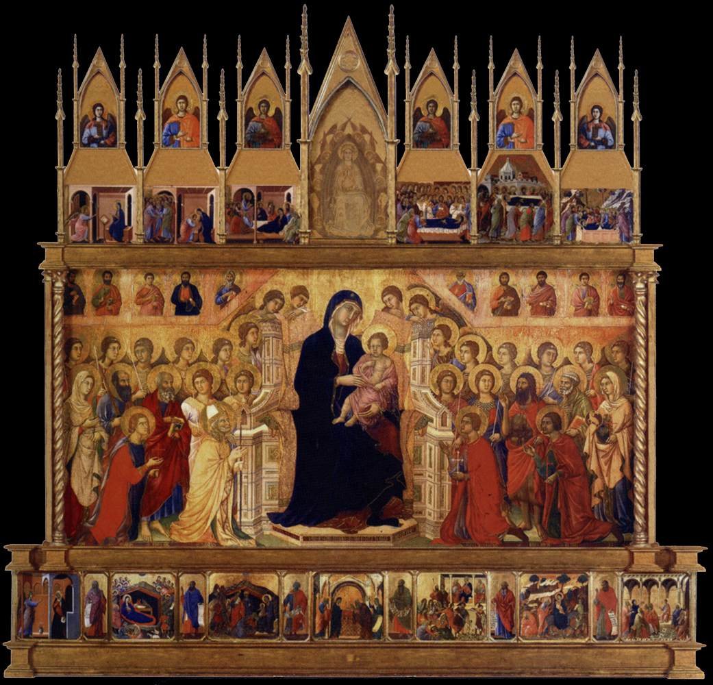Dohadná rekonstrukce Maestà od Duccio di Buoninsegna