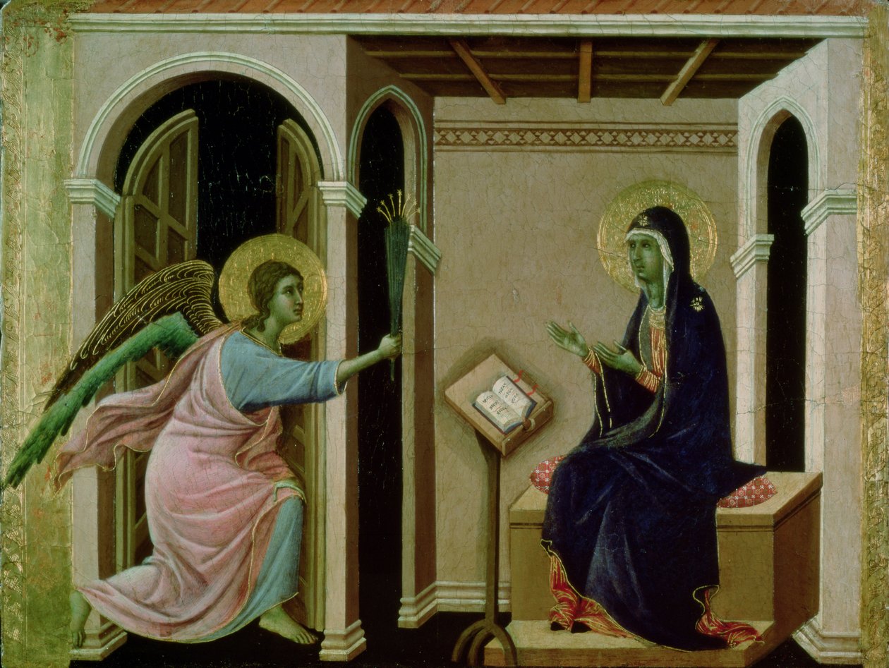 Anděl oznamující Marii smrt našeho Pána (tempera na panelu) od Duccio di Buoninsegna