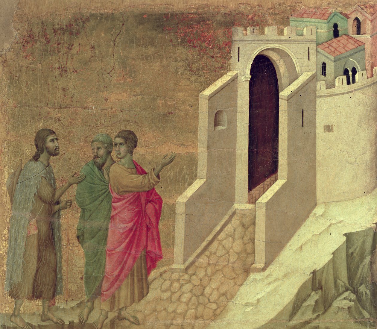 Maesta: Kristus se zjevuje na cestě do Emauz, 1308-11 od Duccio di Buoninsegna