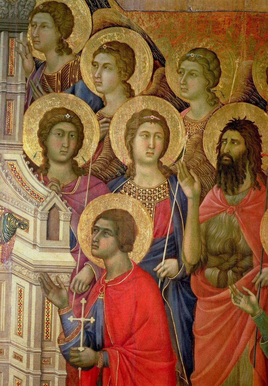 Maesta: Detail svatých, včetně sv. Jana Křtitele, 1308-11 od Duccio di Buoninsegna