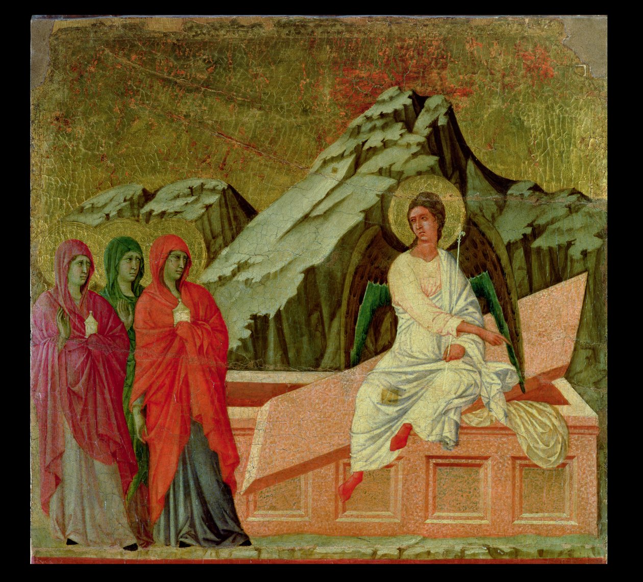 Maesta: Tři Marie u Kristova hrobu, 1308-11 od Duccio di Buoninsegna