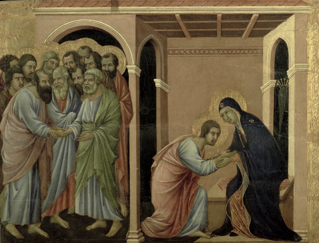 Maesta: Panna se loučí se svatým Janem, 1308-11 od Duccio di Buoninsegna