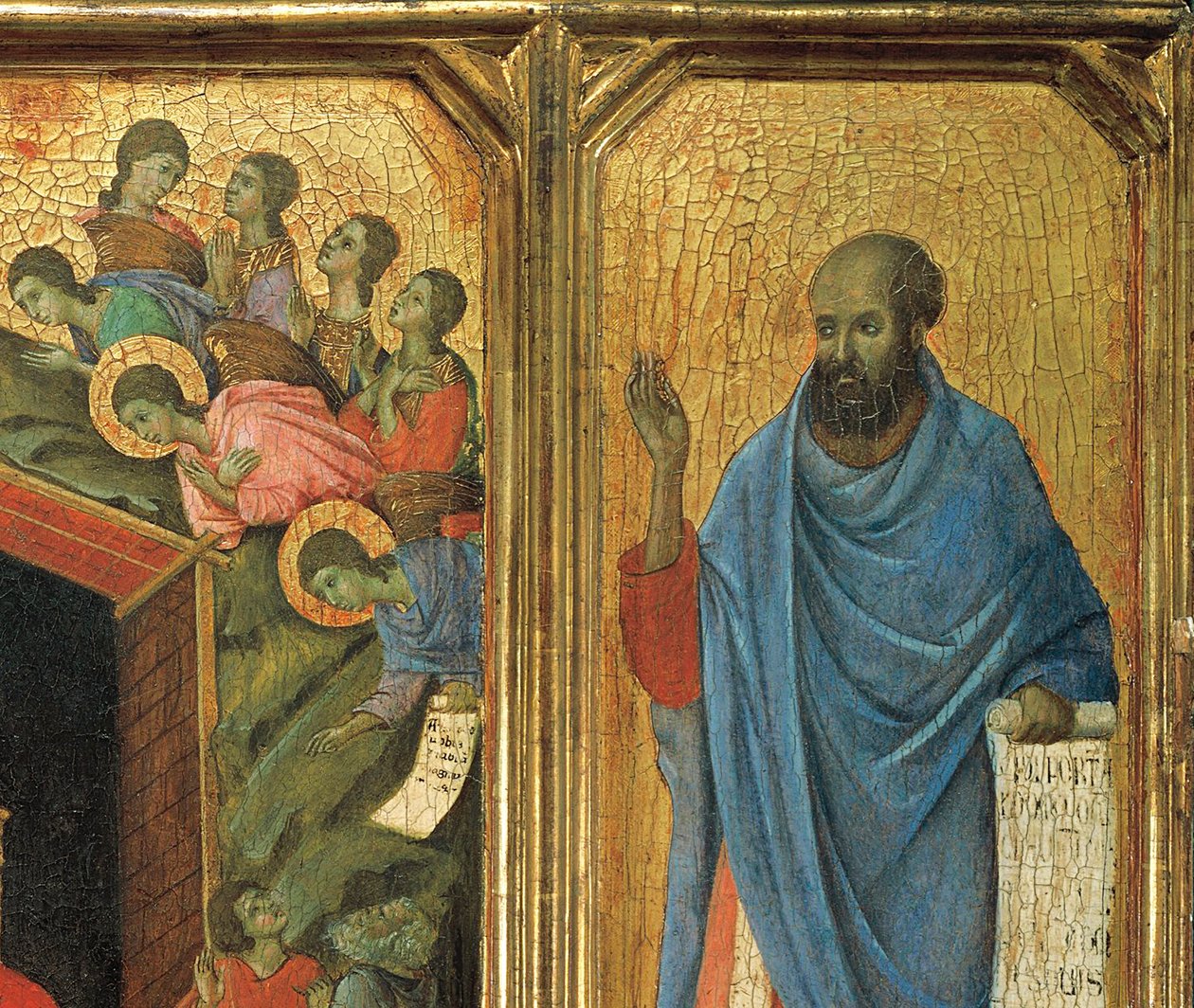 Detail panelu Predella, Altar-Piece of Maesta di Siena. (olej na palubě). od Duccio di Buoninsegna