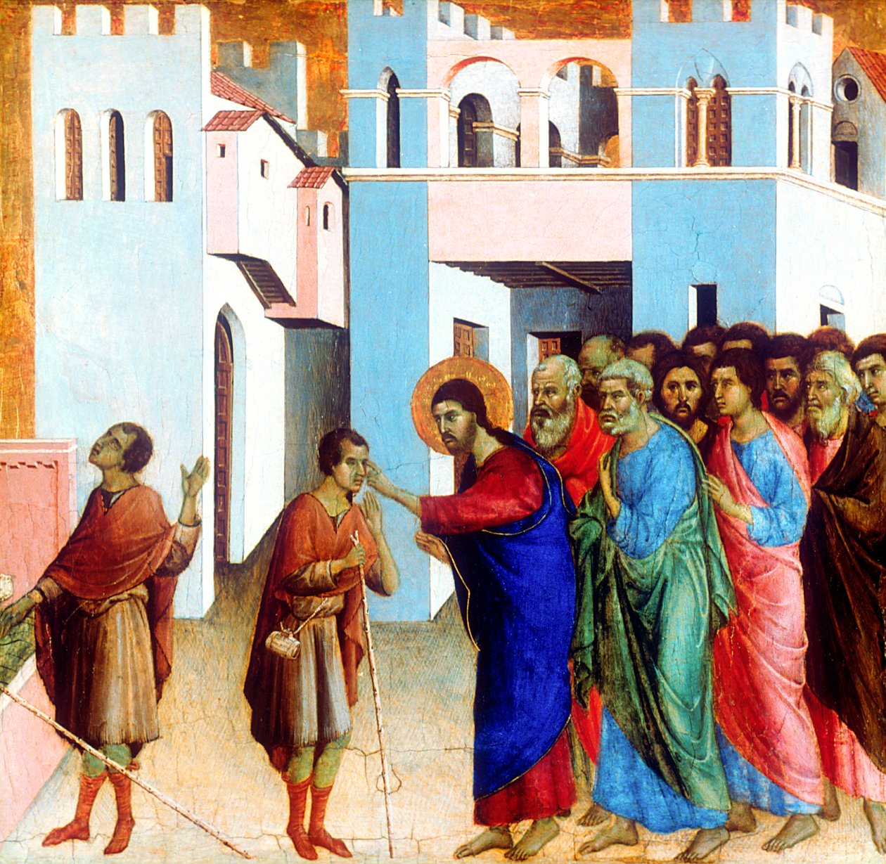 Ježíš otevírá oči slepému narozenému, 1311 od Duccio di Buoninsegna