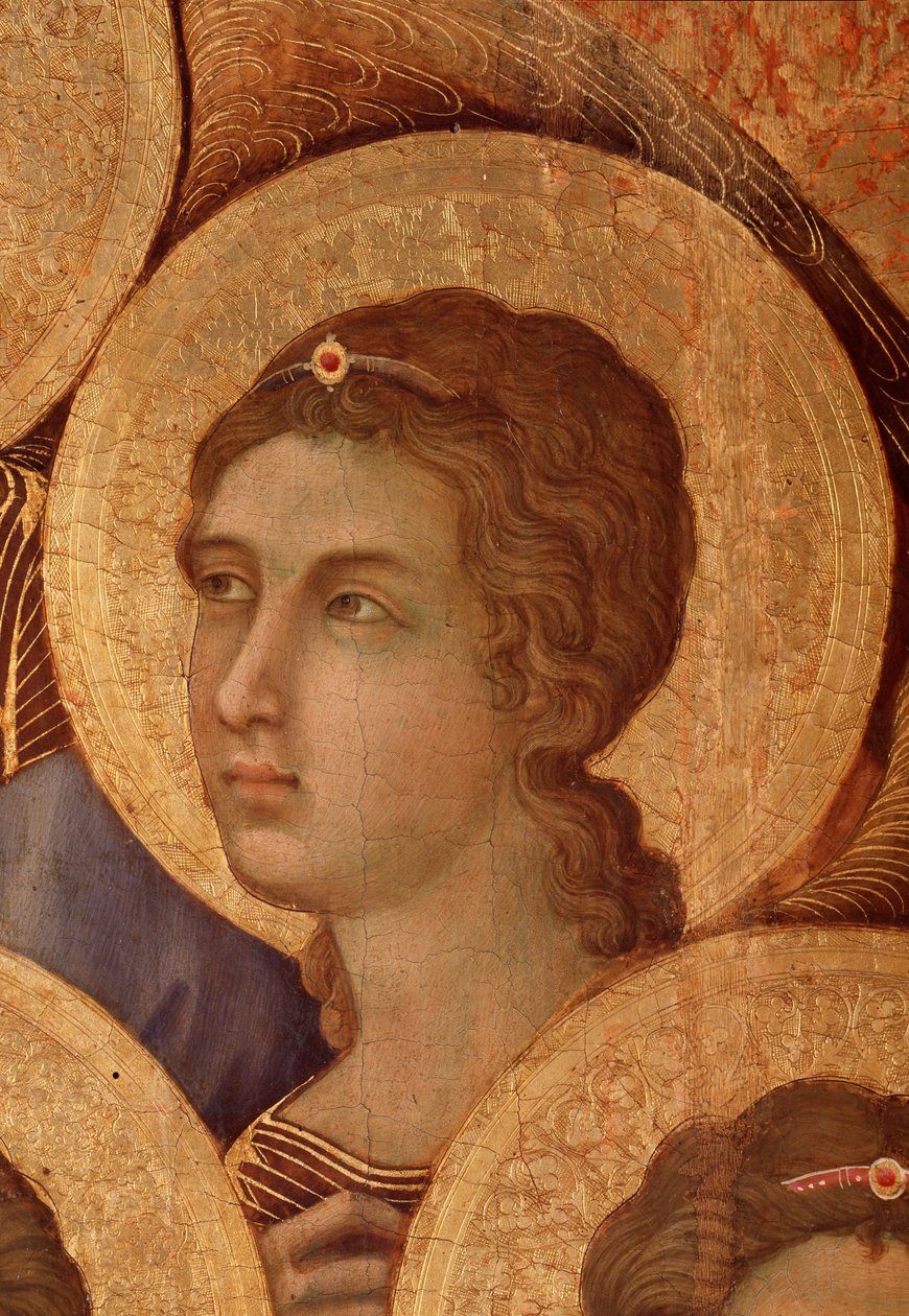 La Maesta Detail ""Panny a dítěte na trůnu"" od Duccio di Buoninsegna
