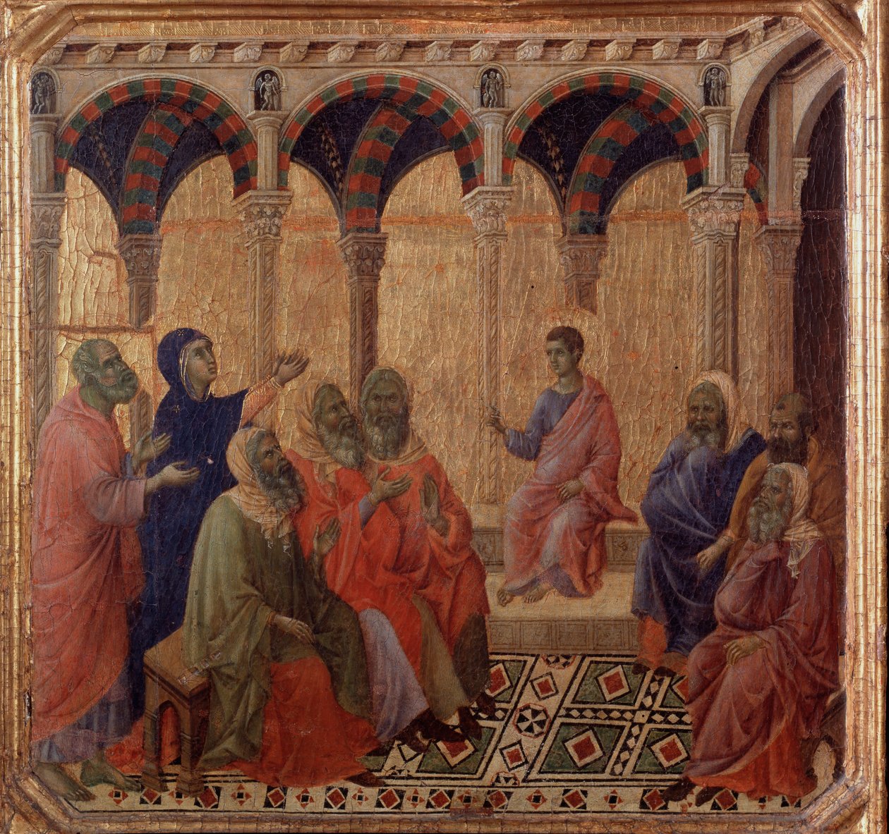 Život Ježíšův: spor s lékaři (detail Maesty) (Malba od Duccio di Buoninsegna