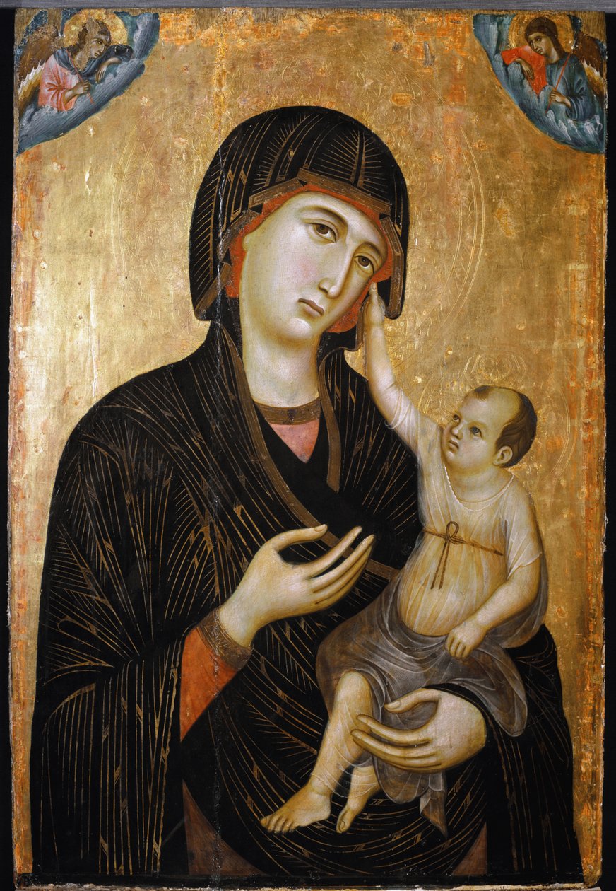 Madonna di Crevole Panna a dítě - olej na dřevě od Duccio di Buoninsegna