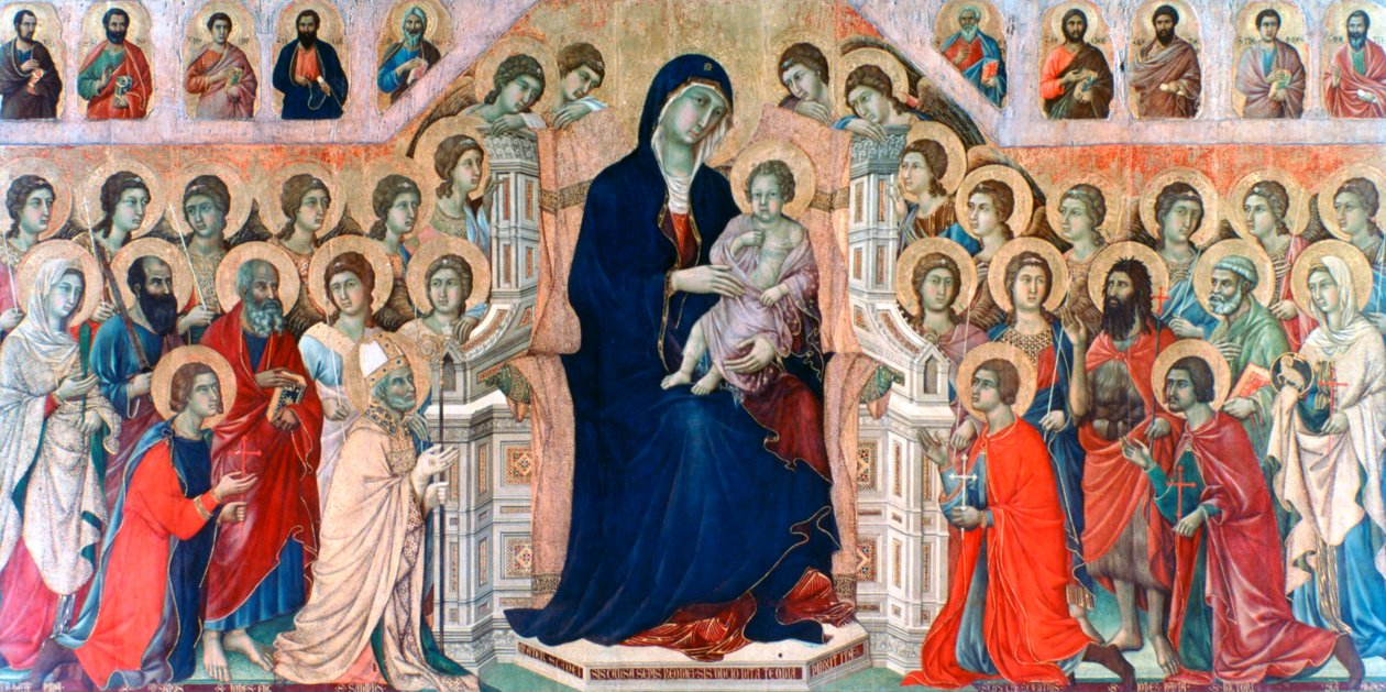 Maestà, Madona s anděly a svatými, 1308-1311 od Duccio di Buoninsegna