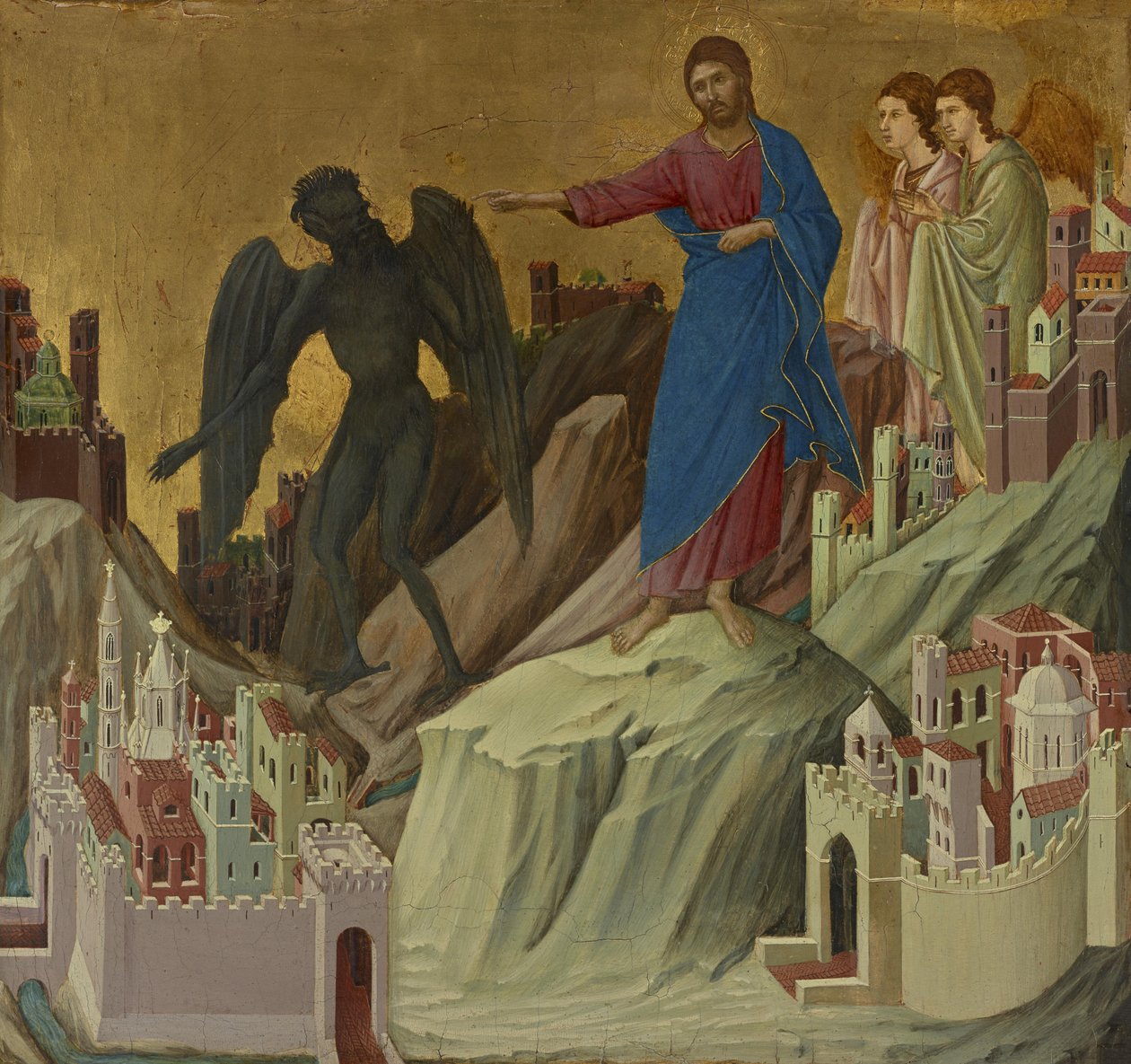 Pokušení na hoře od Duccio di Buoninsegna