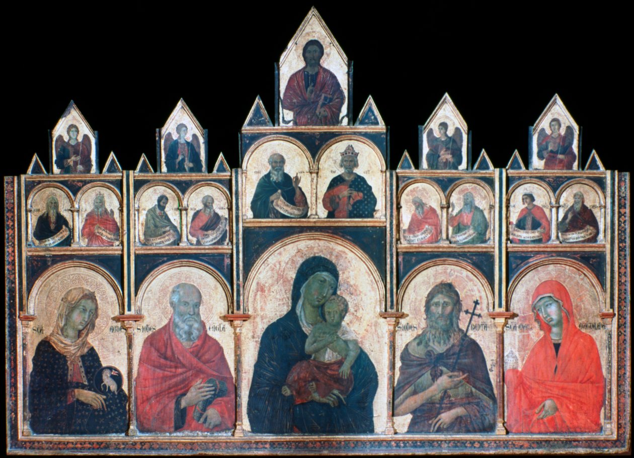 Svatá Panna s Ježíškem a svatými, c1278-1318 od Duccio di Buoninsegna