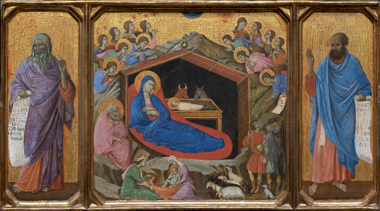 Narození Páně s proroky Izajášem a Ezechielem od Duccio di Buoninsegna