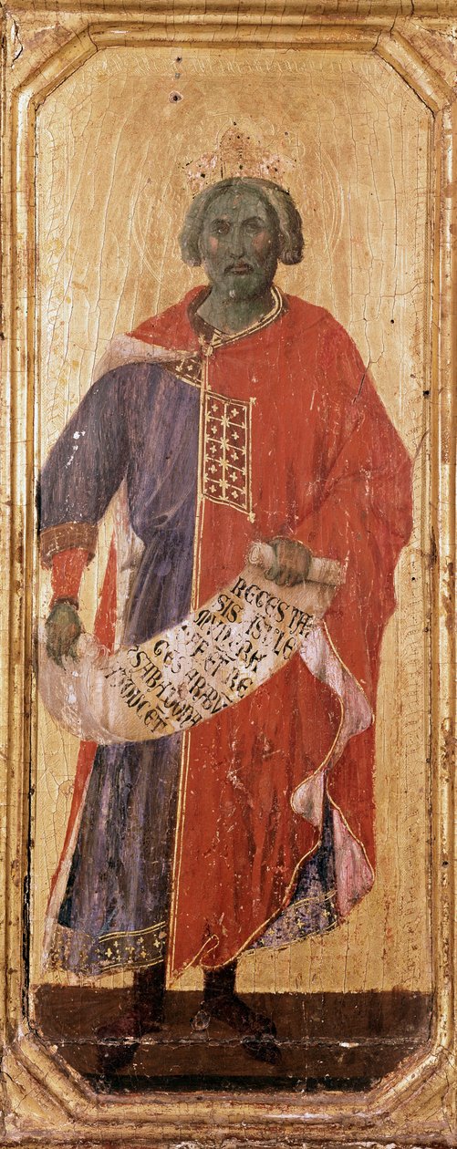 Prorok Salomon Detrempe na dřevě od Duccio di Buoninsegna (1255-1318 / 9) 1308-1311 Rozměr 42,5x16 cm Siena, Museo del Opera Metropolitana od Duccio di Buoninsegna