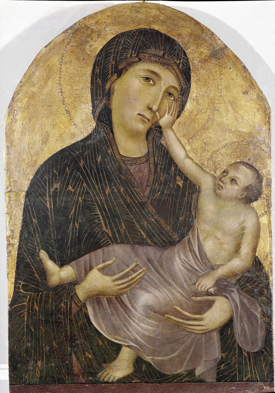 Panna a dítě (tempera a zlato na panelu od Duccio di Buoninsegna