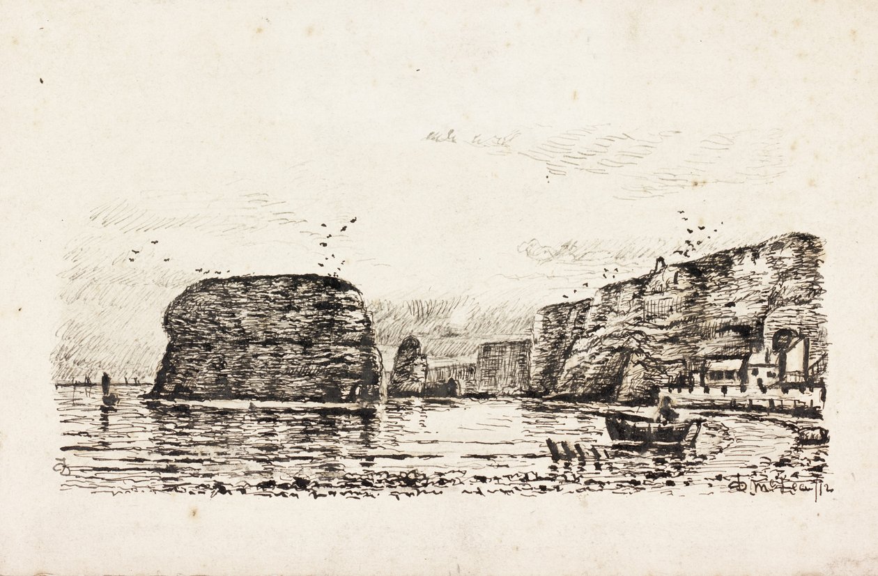 Marsden Rock and Grotto (černý inkoust na papíře) od Duncan F. McLea