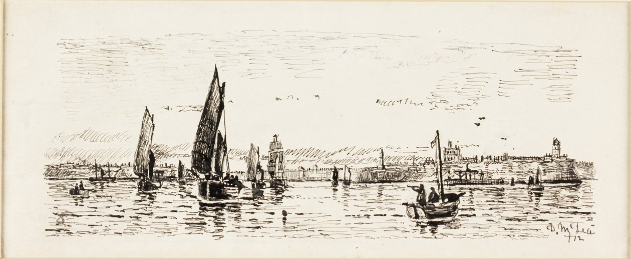 Off the Tyne in the Seventies-Evener (inkoust na kartě) od Duncan F. McLea