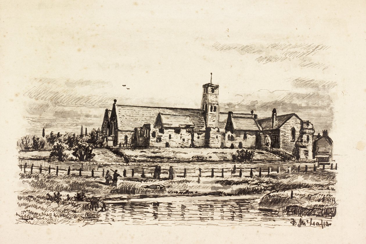 Kostel svatého Pavla, East Jarrow (inkoust na papíře) od Duncan F. McLea