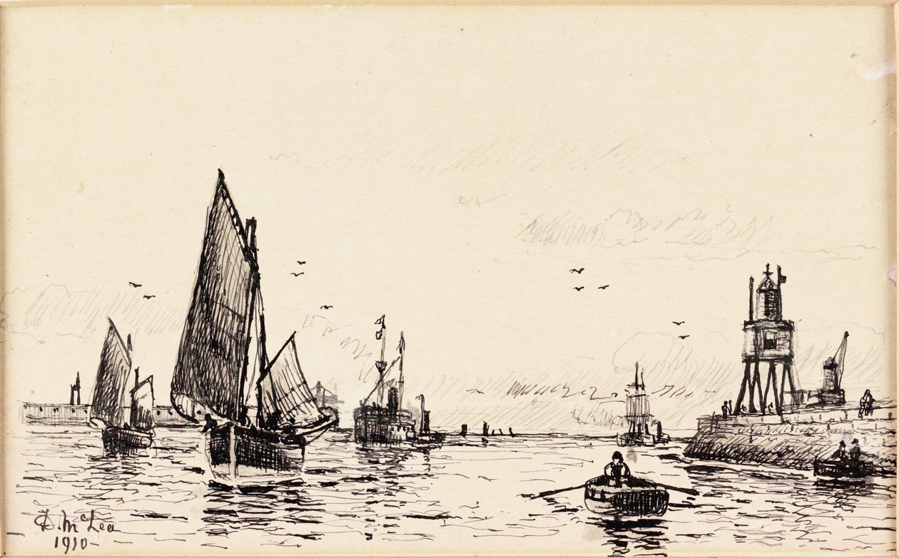 Groyne. South Shields (černý inkoust na kartě) od Duncan F. McLea