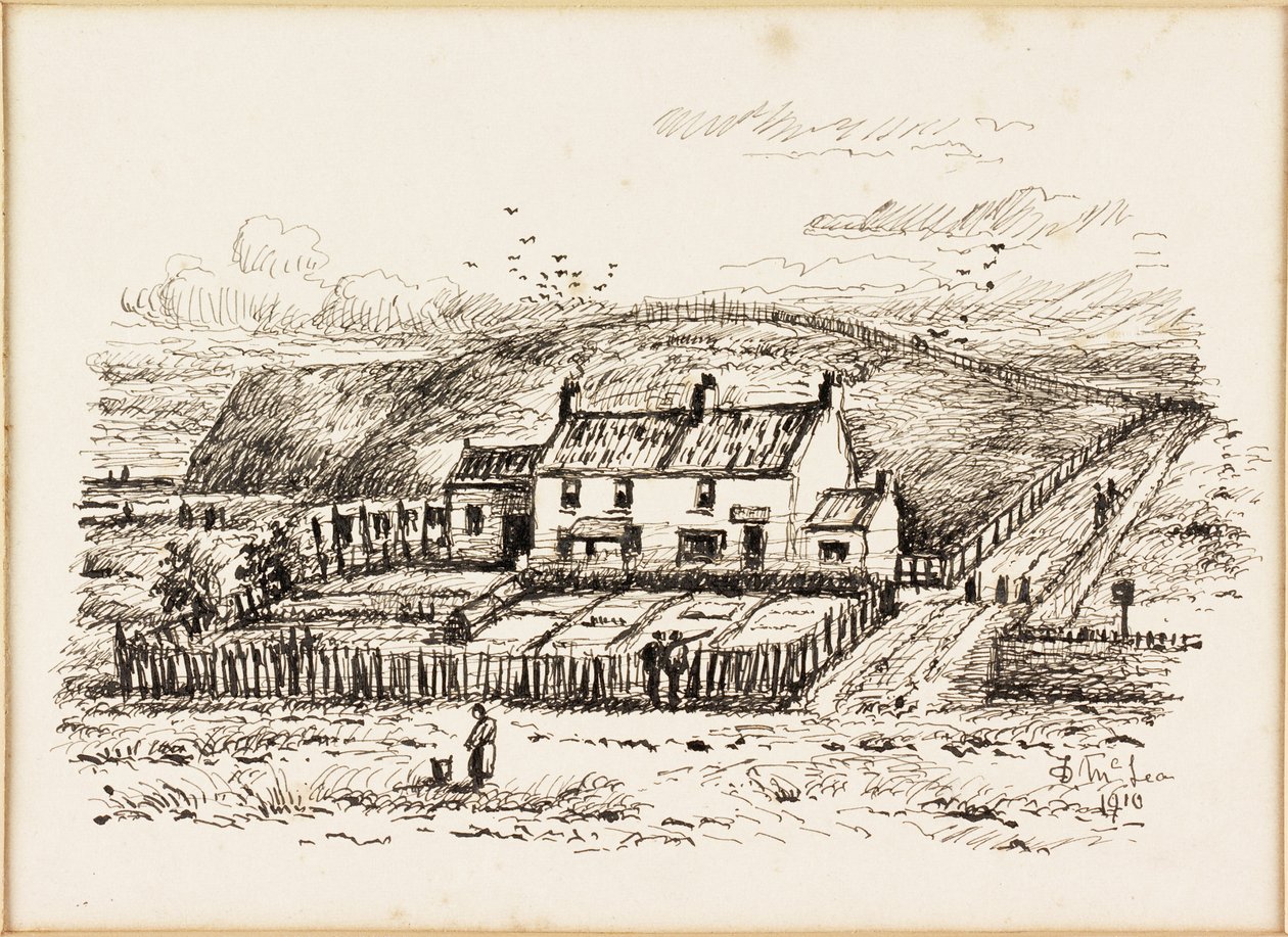 The Wash House Hill a Chata Betty Heron (inkoust na papíře) od Duncan F. McLea