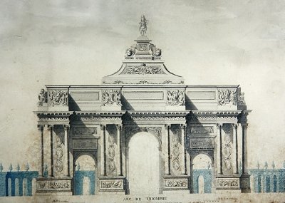 Arc de Triomphe, podle návrhů Clauda Perraulta (1613-78) (akvarel a kvaš na papíře) od Dupouy Dupouy