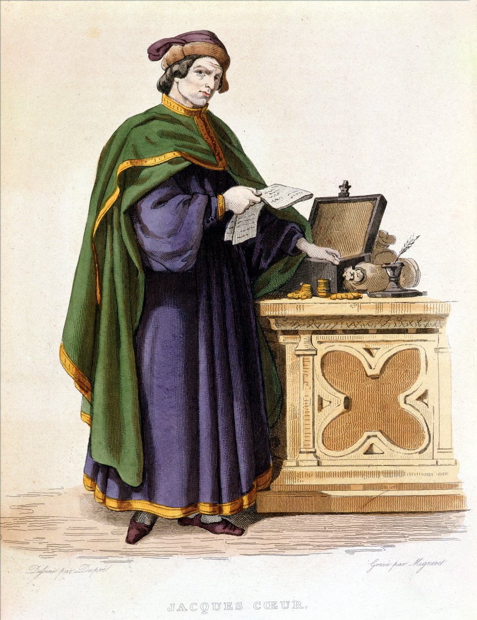 Jacques Coeur (asi 1395-1456), ryl Mignaret podle kresby Duprea, asi 1840 od Dupre