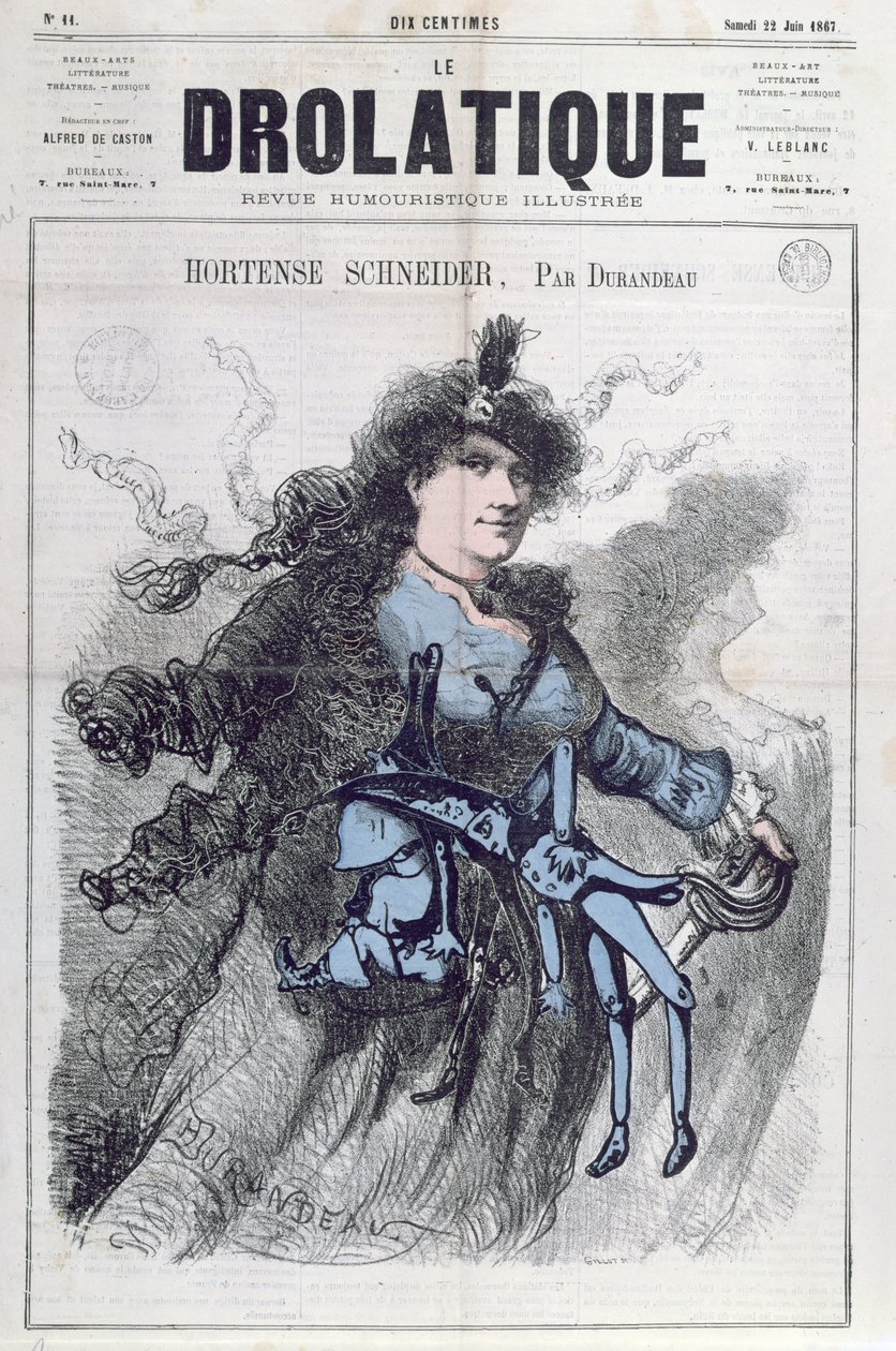 Karikatura Hortense Schneiderové (1833-1920) z titulní strany časopisu "Le Drolatique", 22. června 1867. od Durandeau