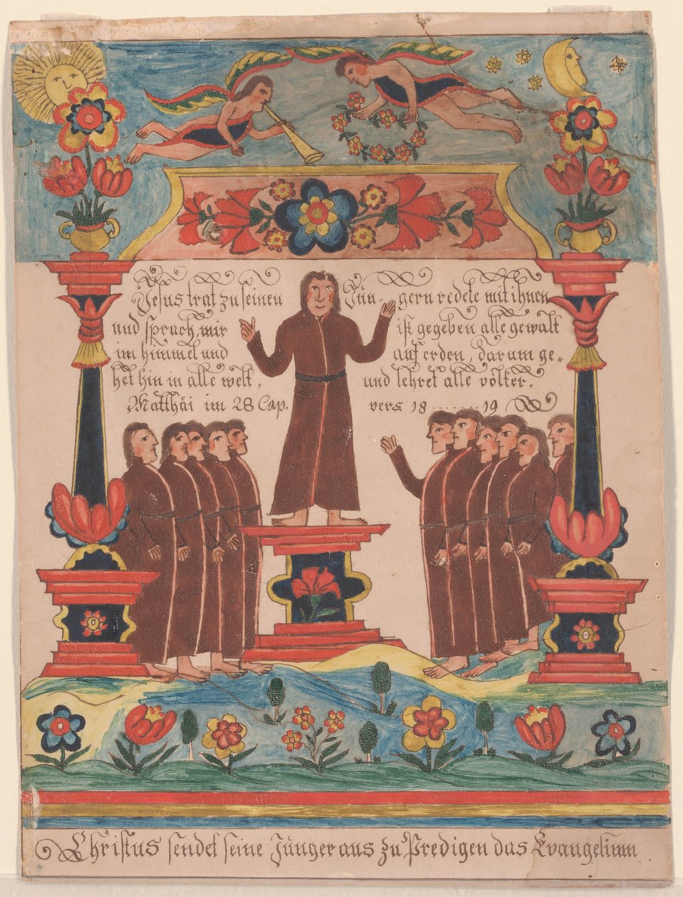 Ježíš šel ke svým učedníkům, asi 1810-20 (pero a tuš a čb na papíře) od Durs Sr. and Rudy, Durs Jr. Rudy