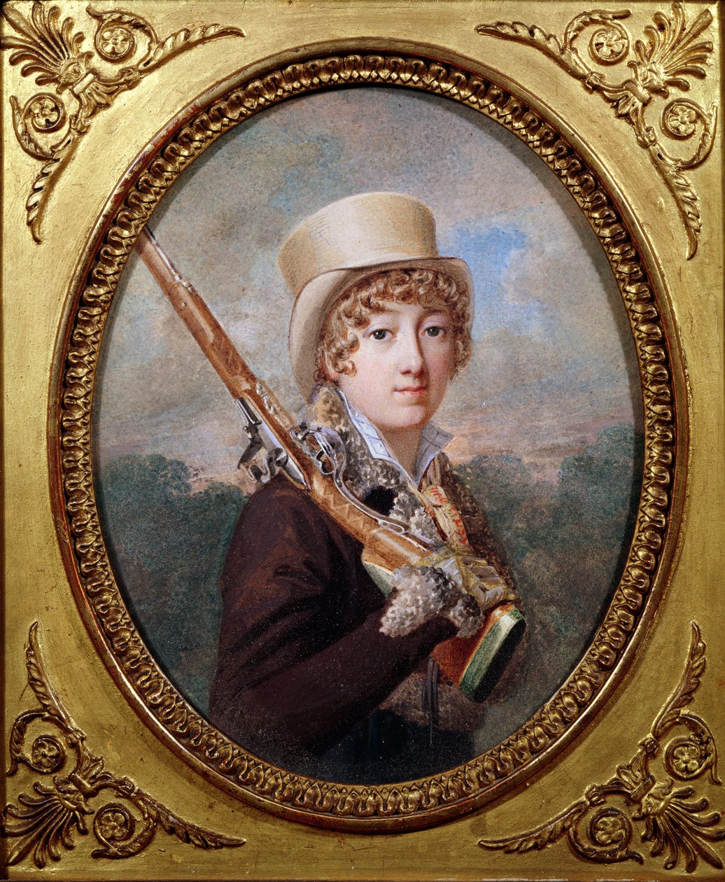 Natalie de Laborde de Mereville, hraběnka Charles de Noailles, v parku v Mereville, asi 1805 od Dutailly