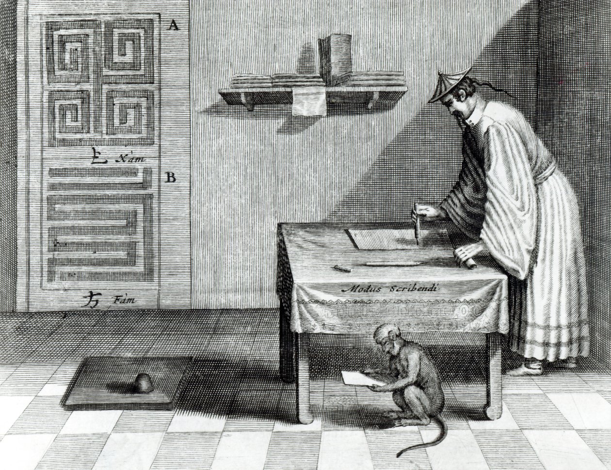Čínský písař, z ‚China Illustrated‘ od Athanasius Kircher (1601-80) 1667 od Dutch School