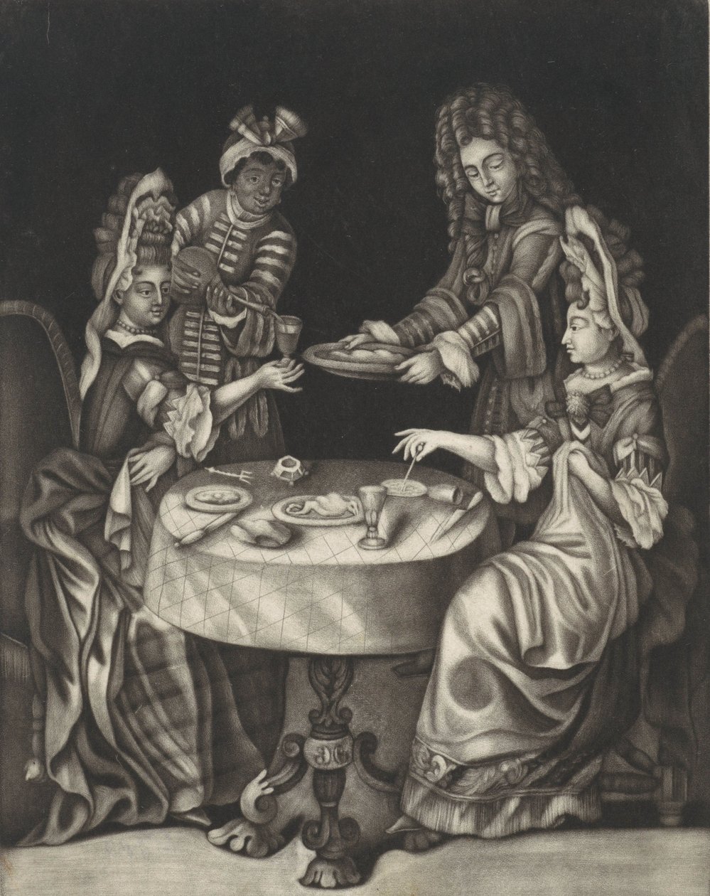 Jídelní dvě dámy, 1650-1701 (tisk) od Dutch School
