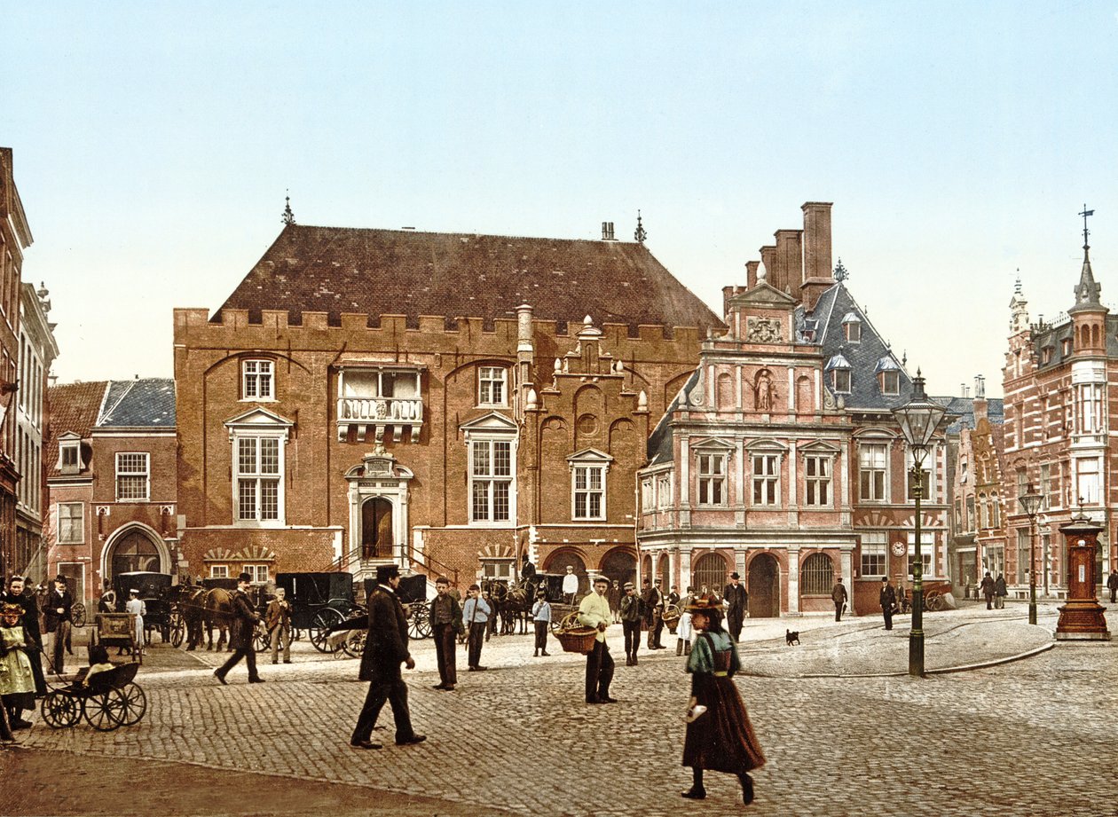Radnice na náměstí Grote Markt, Haarlem, Holandsko, pub.c. 1900 od Dutch Photographer
