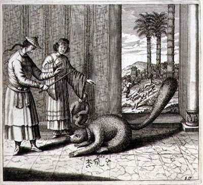 A Freak Animal, z ‚China Illustrated‘ od Athanasius Kircher (1601-80) 1667 (rytina) od Dutch School