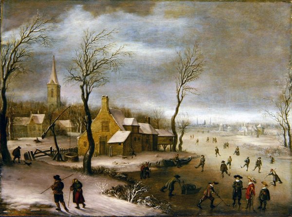 Zimní krajina s hráči Kolf od Dutch School