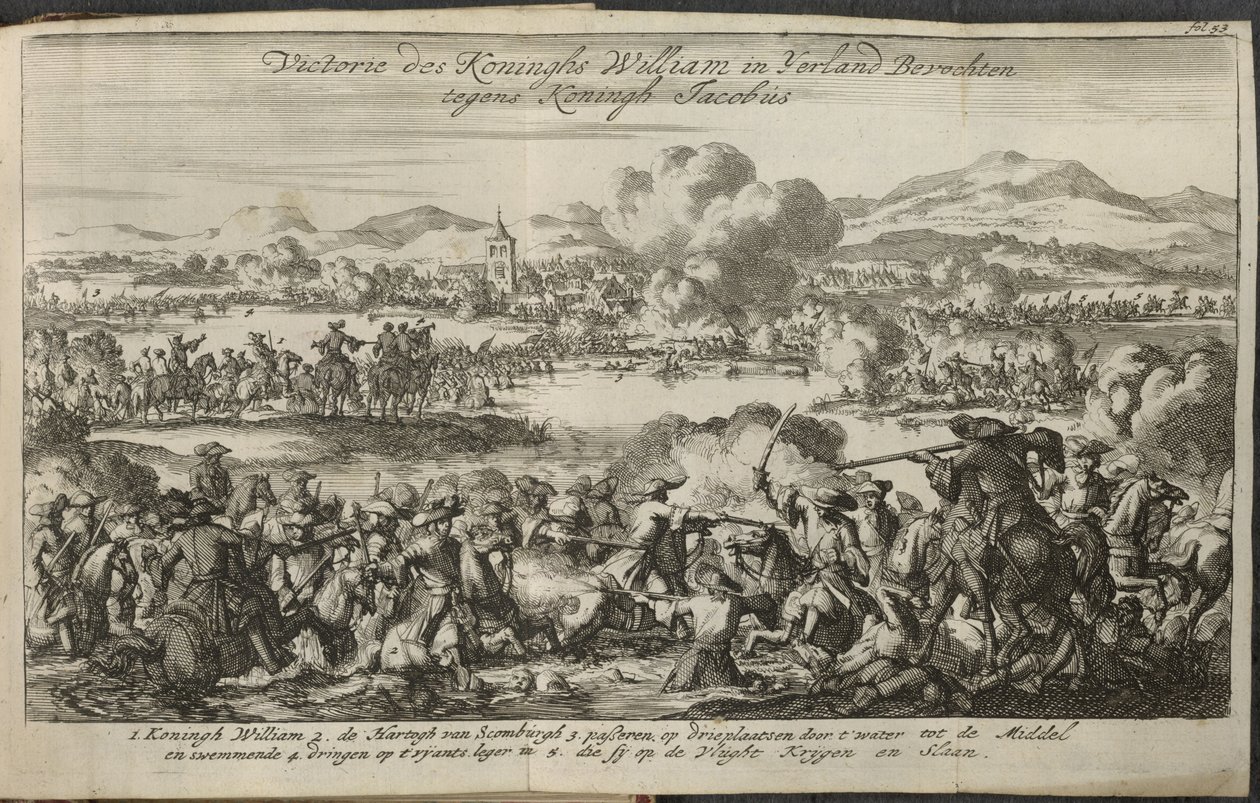 Bitva zahrnující armádu Viléma III od Dutch School